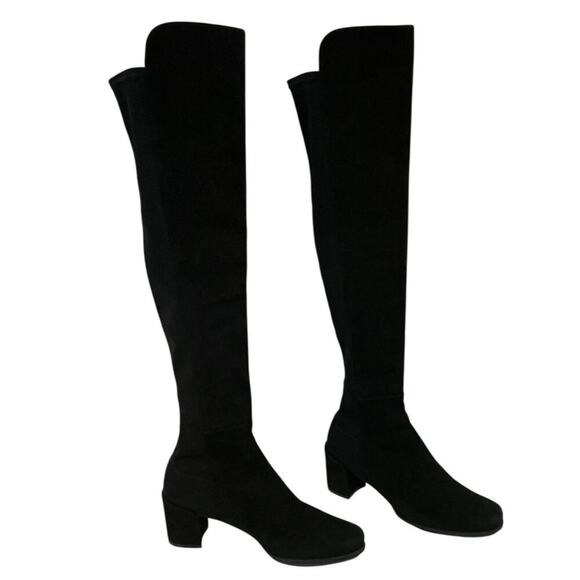 Stuart Weitzman 5050 City Block Boots Black Suede Over-the-Knee Stretch Size 7 - Picture 3 of 14